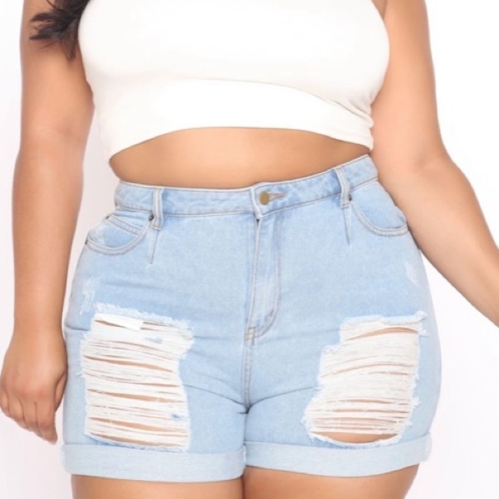 NWT Fashion Nova Going Bad High Rise Ripped Distressed Denim Shorts